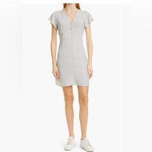 Blue and ivory floral mini dress